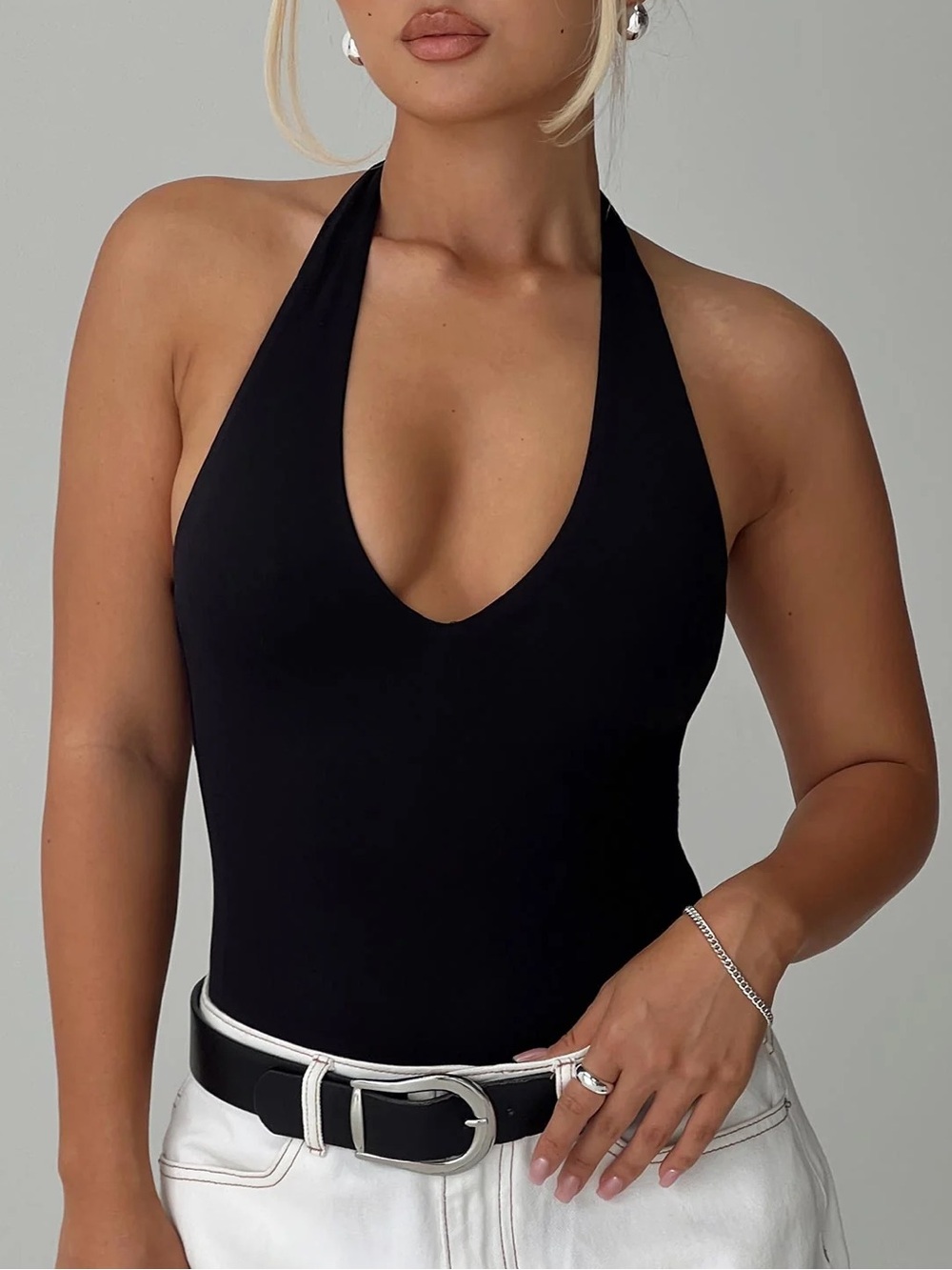 Fashion Nova black plunge bodysuit